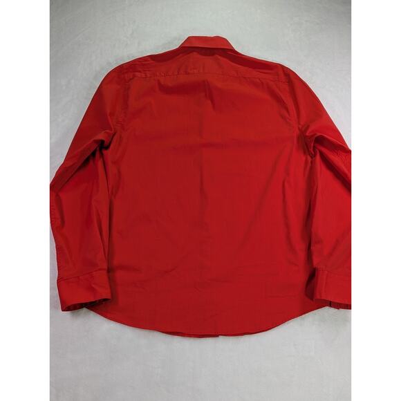 Nicole Miller NY Large 16-16 1/5 34/35 Stretch Red Dress Shirt w/Pearl Buttons - Picture 12 of 13